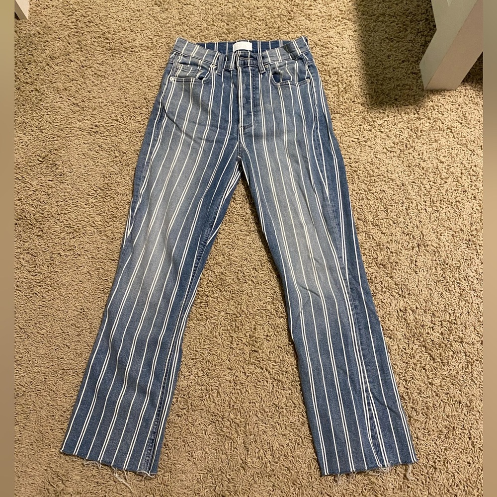 Boyish blue and white striped jeans